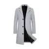 Atacado de Fábrica Casaco Masculino de Lã para Outono e Inverno Masculino Slim Fit Trench Coat de Comprimento Médio Roupa Externa de Lã Item de Estoque Grande para o Ano Todo