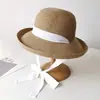 Sombrero de Sol Estilo Lujo Ligero Sombrero de Paja Estilo Nuevo Japonés para Mujer Verano con Visera Plegable Viaje Vacaciones Playa Protección Solar Sombrero de Sol Venta al por Mayor