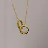 Collar entrelazado de doble anillo, Lujo ligero, Nicho, Gama alta, Cadena versátil para la clavícula, Regalo para novia, Collar exquisito y elegante