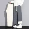 Qlfy-29183 Calça de Algodão Ultrassônica Masculina Inverno Forrada com Fleece Espessada Cashmere À Prova de Frio Casual Solta e Segura