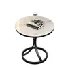 Mesa lateral de sofá de lujo ligero, mesa de centro pequeña, mesa pequeña de losa de roca, mesita de noche para sala de estar, mesa de té minimalista moderna para balcón, mesa redonda pequeña