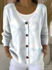Nova blusa de moletom com botões, gola V, manga longa, estampada em 3D, estilo personalidade, solta, para outono e inverno, jaqueta suéter para mulheres
