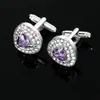 Abotoaduras de Cristal Zircônia Europeias e Americanas Cravejadas com Diamantes para Camisas Sociais Masculinas e Femininas Botões para Punho Francês Acessórios de Clipes de Gravata Caixas de Presente