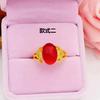Anillo boutique de oro latón chapado en oro con diamante rubí, joyería de imitación, ventas directas de fábrica, anillo para mujer para venta al por mayor