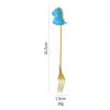 Cuchara y tenedor de acero inoxidable transfronterizos figura de dibujos animados juego de regalo de cuatro piezas cuchara de postre para restaurante tenedor de fruta cubertería