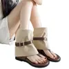 Botas sandalia de cuña súper populares para mujer, sandalias tipo pantalón de verano 2026 con aumento interno de altura y diseño de tira entre los dedos del pie