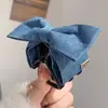 Grampo de cabelo de tecido jeans feminino, grampo de arco da moda, grampo de cabelo para trás, grampo de cabelo grande, grampo de tubarão