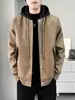 Chaqueta de Cuero Casual para Hombre Otoño 2025 Nueva con Capucha Falso Dos Piezas Chaqueta de Cuero PVC Chaqueta de Cuero para Ciclismo Motocicleta