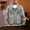 Jaqueta Jeans de Primavera High Street Americana Masculina Nicho Versátil Tendência Marca Estilo de Rua Casual Versátil Jaqueta Jeans Marca Tendência