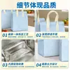 Bolsa Térmica para Bolo em TNT com Padrão Jeans e Folha de Alumínio para Catering, Leite de Chá para Levar, Sacola Tote Descartável com Logo