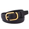 Cinturón de piel de vaca de doble cara para mujer, cinturón decorativo sencillo para jeans, cinturón con hebilla japonesa distintiva para mujer