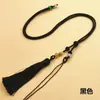 Cuerda de cordón con colgante de borla tejida a mano Cuerda de cera de abeja de jade dorado para hombres y mujeres, cordón de collar con hebilla de jade ajustable, cordón de borla
