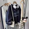 Moletom Fino de Gola Redonda com Estampa de Elefante Estilo Ocidental para Mulheres Outono e Inverno 2025 Veludo Roupa de Trabalho Solta Tamanho Grande Pulôver