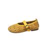 Sapatos Respiráveis com Furos Vazados e Sola Macia Estilo Fada com Tira de Fivela Mary Jane Sapatos Pequenos de Couro para Mulheres