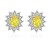 Pendientes de Botón Imitación Moissanita de Moda para Mujer, Pendientes de Plata de Ley S925 con Zirconia en Forma de Corazón, Seis Garras, Estilo Ins