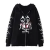 Sudadera Estilo Diablo Europeo y Americano Sudadera con Capucha para Mujer Gótico Pareja Mariposa Calavera Harajuku Talla Grande Sudadera con Cremallera