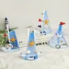 Modelo de velero pequeño de 15 cm transfronterizo Decoración del hogar Estilo mediterráneo Barco de pesca pequeño Adorno de barco de camuflaje