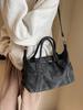 Bolso de mano retro transfronterizo para mujer, nueva moda de invierno 2024, bolso de hombro esmerilado, bolso cruzado de gran capacidad para uso diario.