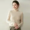 Suéter de Cachemir para Mujer con Cuello Alto Enrollado Apilado para Otoño e Invierno, Suéter Pulóver Simple y Versátil con Elegante Top de Suéter de Punto como Base