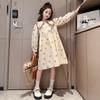 Vestido para Meninas 2023 Novo Outono e Primavera Estilo Ocidental Algodão Floral Moda Infantil Vestido de Manga Longa Crianças Maiores Rua
