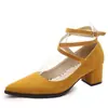 Al por mayor simple Cinturón de terciopelo mate para adornar zapatos casuales coreanos puntiagudos Zapatos de comercio exterior de un solo color Zapatos de tacón cuadrado D175