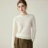 Suéter de malha de alta qualidade pronto para usar com gola redonda, corte justo e emagrecedor, suéter de malha lisa feminino, novo modelo outono/inverno 2026, 100% cashmere
