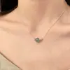 Collar de Plata de Ley S925 con Cuentas de Plata de Aguamarina Natural Cadena para Clavícula de Cristal Rosa Dulce y Transparente Cadena de Cuello Simple para el Trabajo para Mujer