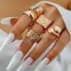 Joyería Transfronteriza Europea y Americana, Anillos de Perlas con Diseño Brillante Apilables, Conjunto de Anillos Abiertos de Línea Hueca de Nicho