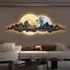 Paisaje Atmosférico Nueva Chinoiserie Pintura Decorativa para Sala de Estar Luminosa LED Pared de Fondo para Sofá de Gama Alta Mural para Oficina
