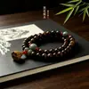 Pulsera de Semillas de Loto de Doble Círculo de Palo de Rosa Negro Pulsera de Cuentas de Oración de Raíz de Bodhi de Jade Blanco Accesorio para Mujer Pulsera de Madera de Nicho
