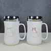 Taza de Cerámica con Tapa Cuchara Taza de Agua de Dibujos Animados Taza para el Hogar Taza de Pareja Hombre y Mujer Taza para Té de Oficina Regalo para Niña