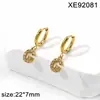 Pendiente de Letra Completa de Diamante PVD Dorado Acero de Titanio Pendientes Nicho Europeo y Americano Lujo Ligero Circonita Incrustada Ear Cuff Mujer Transfronterizo