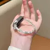 Pulseira de metal estilo pulseira de bambu com detalhes em diamante, adequada para Apple 10, S11, Huawei 11, Fit5, pulseiras Xiaomi Redmi