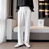 Pantalones de hombre de pierna recta, sencillos, de color liso, con caída, estilo streetwear de Hong Kong, para otoño, versátiles, sin arrugas, adelgazantes, que alargan las piernas, de largo hasta el suelo