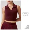 Roupas de Fitness e Tênis Transfronteiriças Novas com Bojos Fixos, Top Esportivo com Gola Polo, Regata de Yoga sem Mangas para Pilates para Mulheres