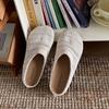 Zapatillas de casa de estilo francés de nicho, tejidas a mano, caladas, transpirables, de punta cerrada, para mujer, atuendo de verano, zapatos tipo muller de suela gruesa estilo romano