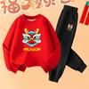 Roupa Infantil Transfronteiriça de Algodão Puro em Estoque para Ano Novo Inverno Moletom Vermelho de Lã Calças para Meninos em seu Ano do Zodíaco