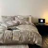 Juego de cama, 100% algodón, lujoso y de alta gama, con un diseño jacquard de algodón puro, que incluye una sábana plana, una funda de edredón y una sábana bajera, disponible en tamaño individual y matrimonial, un juego de tres piezas