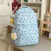 Mochila estilo coreano, ambiente perezoso y fresco, con textura gris jaspeado y estampado de estrellas, para estudiantes de secundaria y preparatoria, con correas anchas para los hombros
