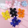 Horquilla de lazo de doble capa para niñas europeas y americanas transfronterizas, cinta de nuevo color, estrella de cinco puntas, diamante, accesorios para el cabello para niñas