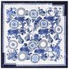 Lenço de seda Mai Tong 90cm * 90cm lenço novo estilo chinês flor porcelana azul e branca lenço de seda imitação lenço quadrado grande