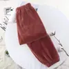 Pantalones Cálidos de Coral de Doble Cara para Mujer, Pantalones tipo Linterna con Puño, Amigables con la Piel, Cálidos, Se Pueden Usar al Aire Libre o como Pijama en Casa, Ventas Directas de Fábrica