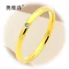 Anillo Dorado Estilo Coreano Aowello, Joyería de Acero de Moda para Mujer, Anillo Retro Simple de Diamante Único Estilo Tarjeta Ins