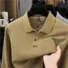 Camiseta de Manga Larga de Algodón Bordado para Hombre 2026 Nueva Llegada de Otoño Cuello Solapa Casual de Negocios Transpirable Camisa Polo 100% Algodón para Hombre