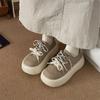Zapatos de pan de cabeza grande lindos feos para mujer, zapatos deportivos de suela gruesa tipo muffin, nuevos zapatos casuales de altura reducida para la primavera de 2025