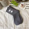 Nuevos Calcetines de Lana para Mujer Otoño e Invierno, Combinación de Colores Grises con Lazo, Calcetines Cálidos Espesos de Media Pantorrilla, Calcetines Holgados para Mujer