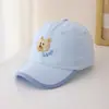 Boné de Baseball Estilo Coreano com Desenho de Urso Fofo para Primavera e Outono, Unissex Infantil com Proteção Solar Bordado