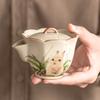 Tetera Moe Rabbit Ruyao, taza de té pintada a mano, juego de té de viaje, portátil, para exteriores, una olla, dos tazas, taza exprés de cerámica