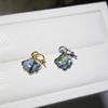 Aretes DIY Colgante Anillo Pulsera Accesorios Dan Tao Aguja de Plata S925 Abulón Bei Bei Set de Cuatro Piezas Azul