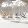 2022 Nova Chegada Brincos Femininos s925 Brincos de Prata Esterlina Estrela Lua Elemento Brincos Assimétricos Elegante Simples Cyber Brincos de Celebridades